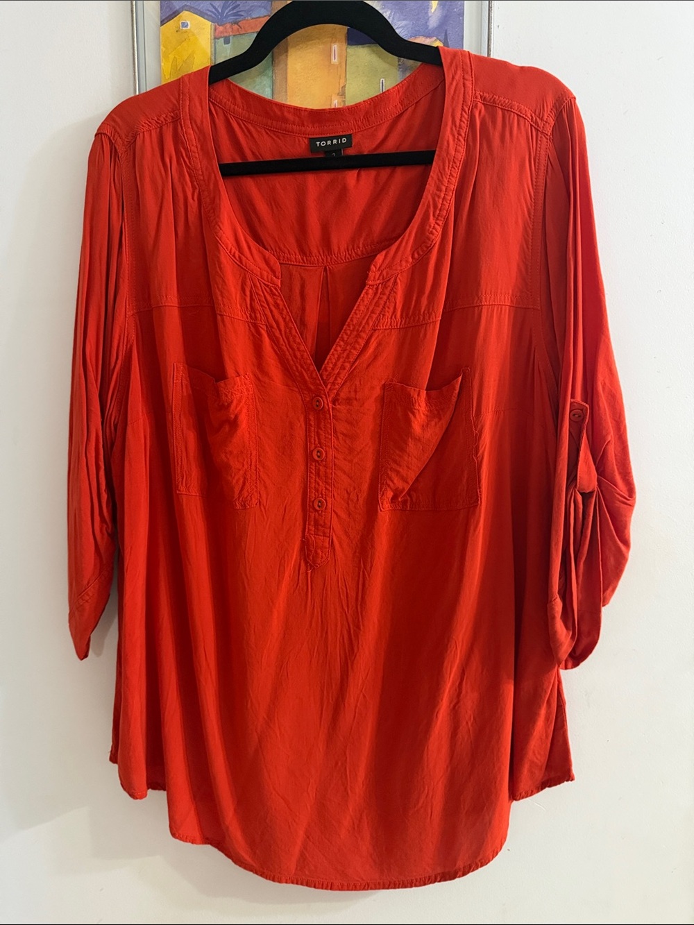 Torrid Harper dark orange camp shirt, size 2